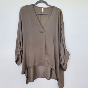 Olive silky blouse